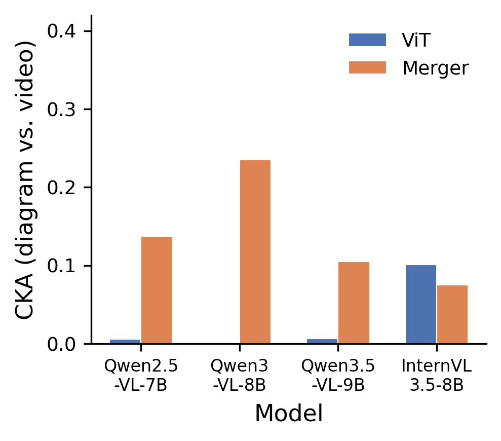 CKA analysis showing representational gap